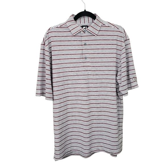 Foot Joy Lisle Space Dye Stripe Short Sleeve Polo Shirt - Picture 2 of 14